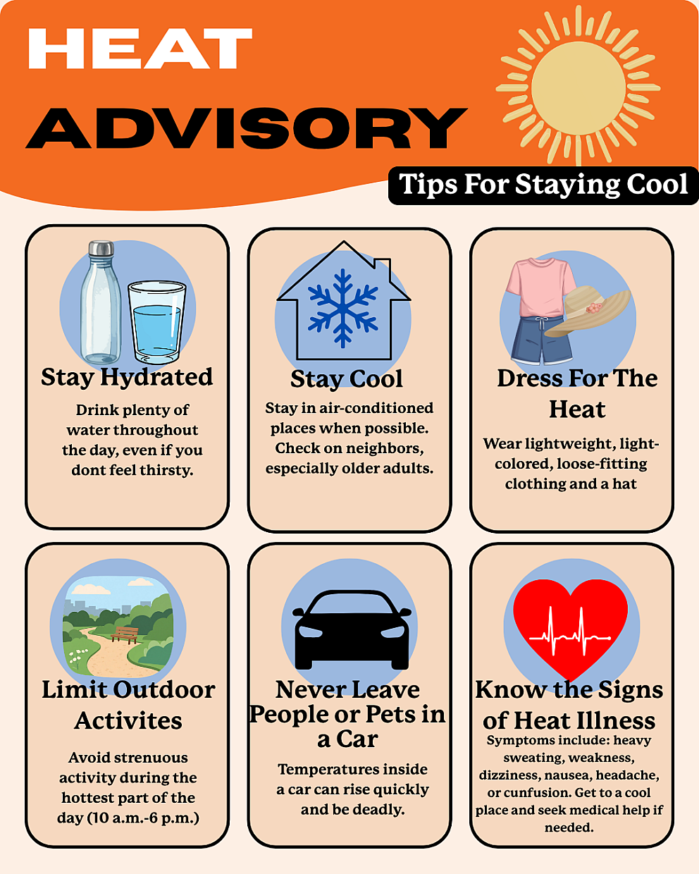 tips for staying cool in heat advisory